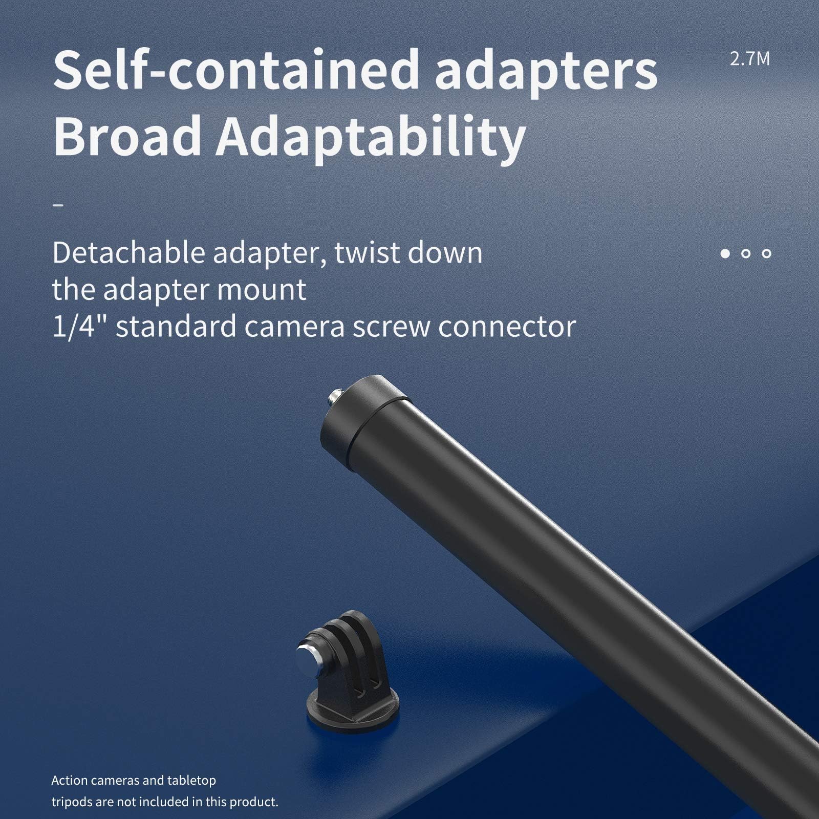 Long Selfie Stick Pole (106'), Extension Carbon Fiber Waterproof Dive Monopod For Gopro Max Go Pro 13 12 11 10 9 8 7,Insta360 X3 X4 Go 3 Ace Pro,Dji Action 4 5 Osmo Pocket 3 Bike Motorcycle Accessory